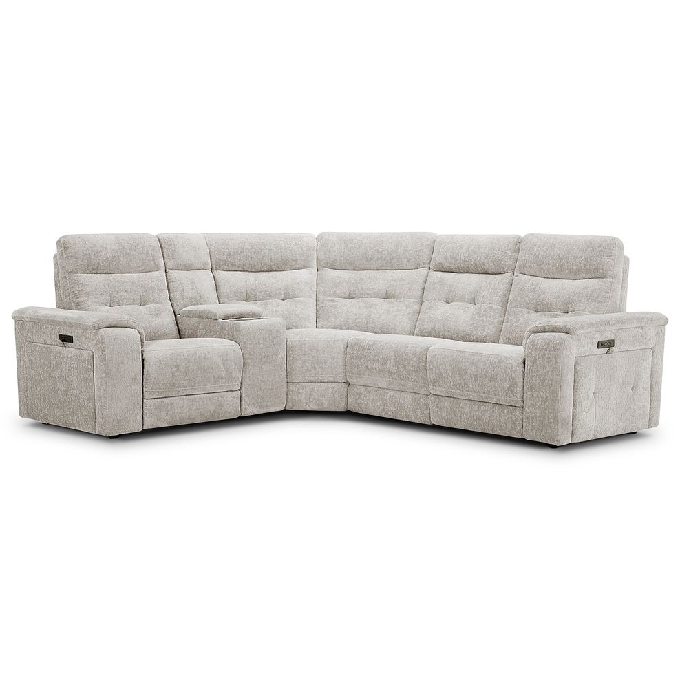 Juno Right Hand Corner Electric Recliner Sofa With Wireless Charging Console and Power Headrests  in Koto Turtle Dove Fabric 5