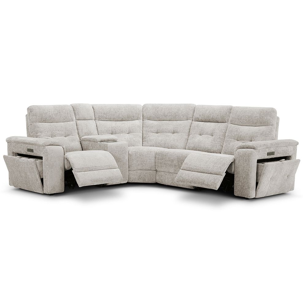 Juno Right Hand Corner Electric Recliner Sofa With Wireless Charging Console and Power Headrests  in Koto Turtle Dove Fabric 6