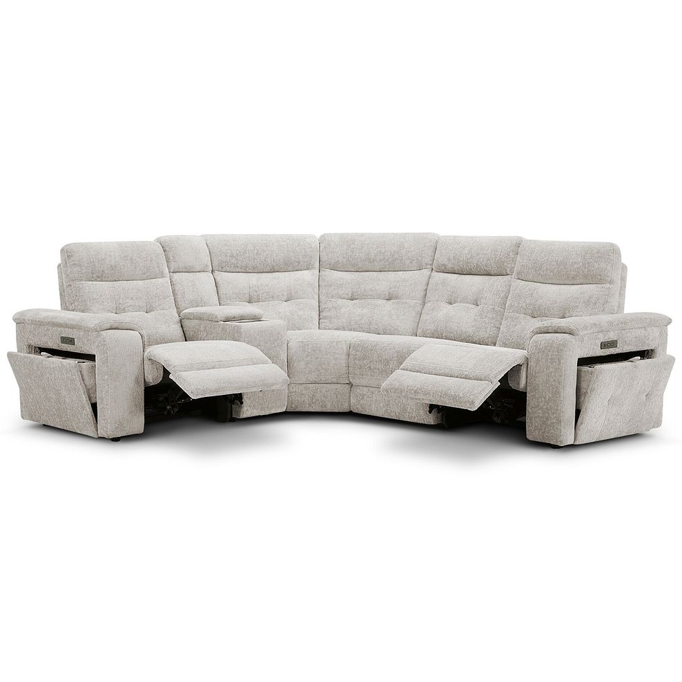 Juno Right Hand Corner Electric Recliner Sofa With Wireless Charging Console and Power Headrests  in Koto Turtle Dove Fabric 7