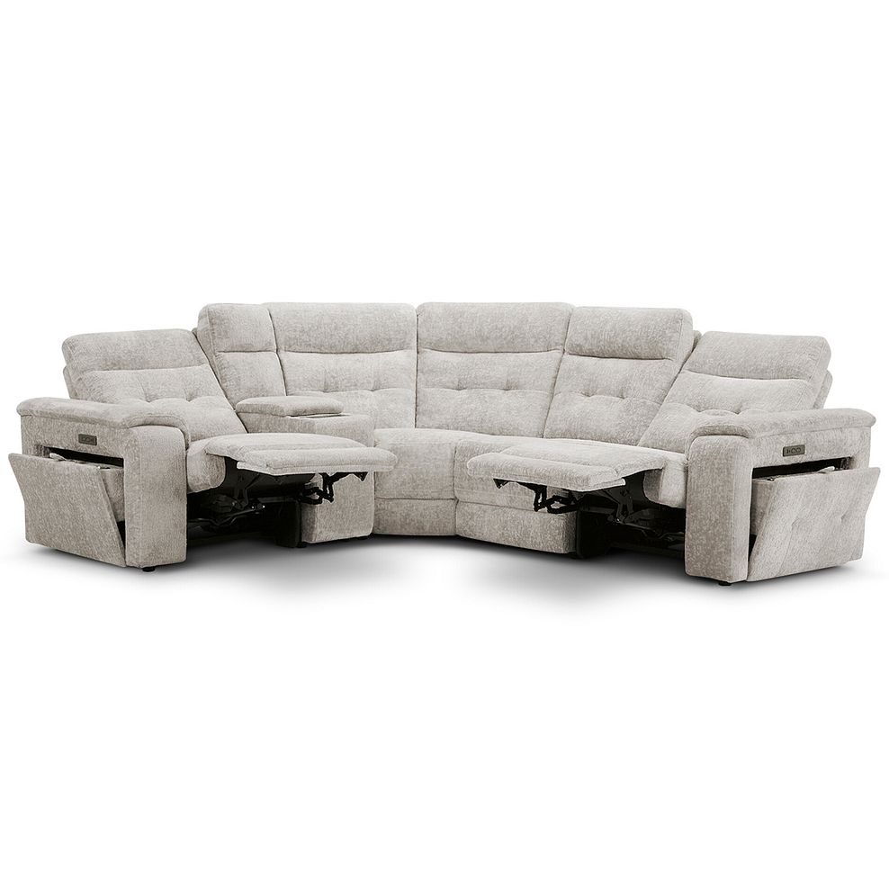 Juno Right Hand Corner Electric Recliner Sofa With Wireless Charging Console and Power Headrests  in Koto Turtle Dove Fabric 8