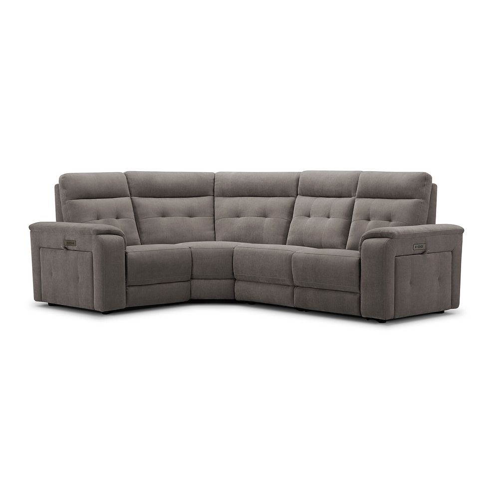 Juno Right Hand Corner Electric Recliner Sofa With Power Headrests in Amigo Cocoa Fabric 2