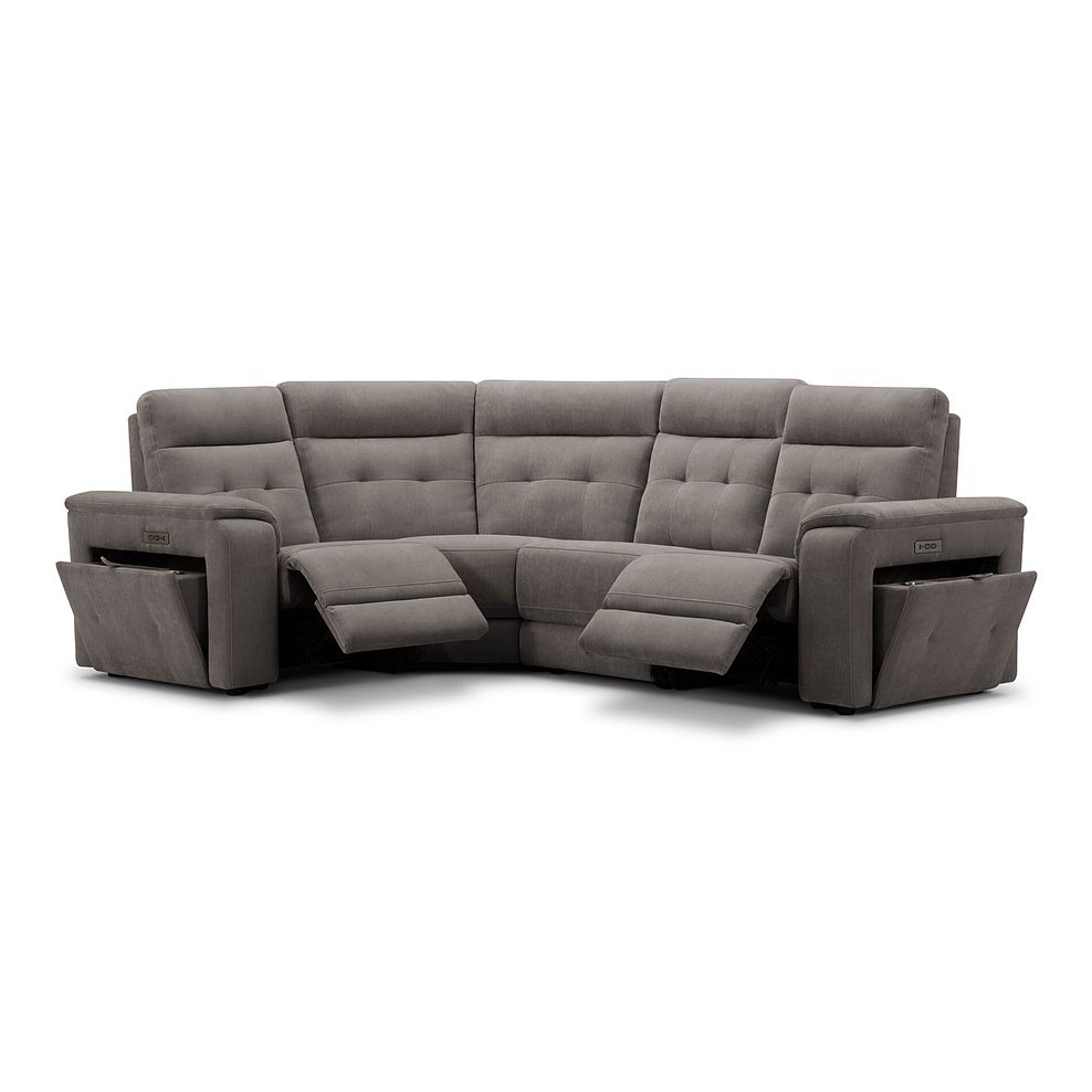 Juno Right Hand Corner Electric Recliner Sofa With Power Headrests in Amigo Cocoa Fabric 3