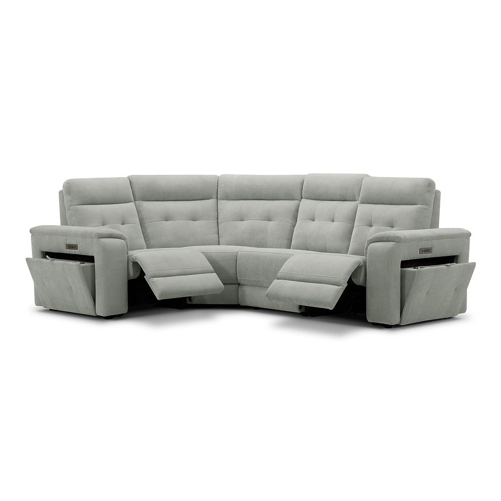 Juno Right Hand Corner Electric Recliner Sofa With Power Headrests in Amigo Sage Fabric 3