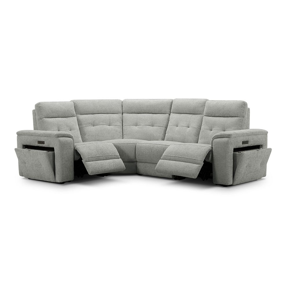 Juno Right Hand Corner Electric Recliner Sofa With Power Headrests in Hopsack Dove Fabric 3