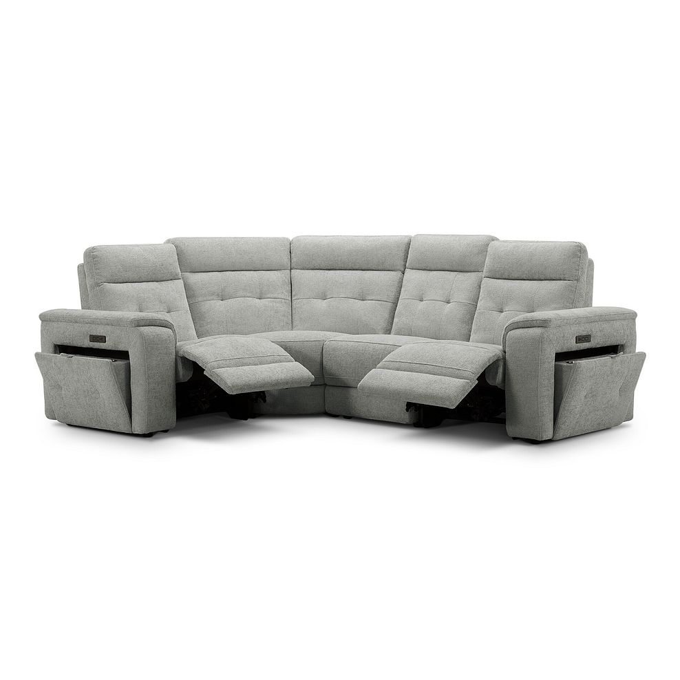 Juno Right Hand Corner Electric Recliner Sofa With Power Headrests in Hopsack Dove Fabric 4