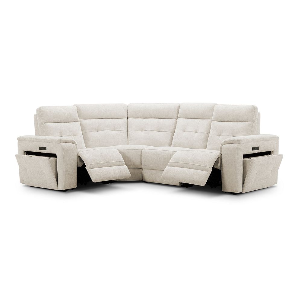 Juno Right Hand Corner Electric Recliner Sofa With Power Headrests in Hopsack Natural Fabric 3