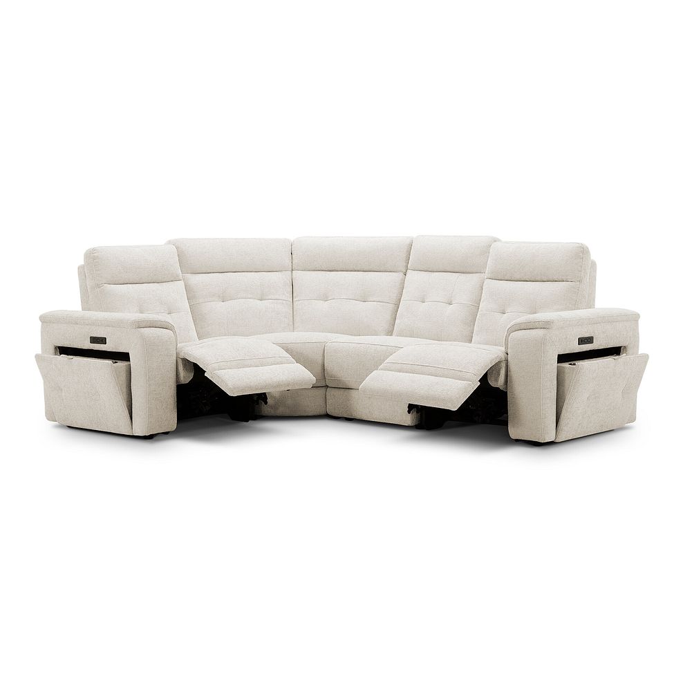 Juno Right Hand Corner Electric Recliner Sofa With Power Headrests in Hopsack Natural Fabric 4