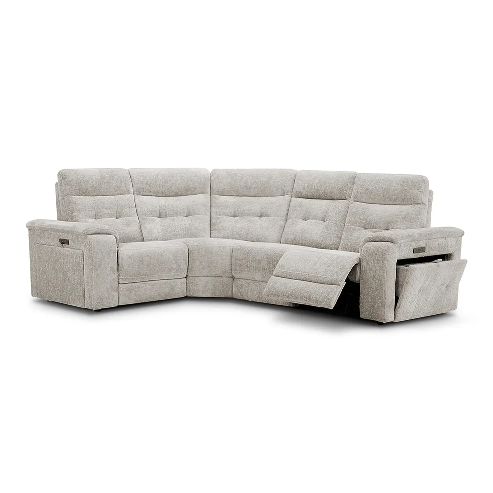 Juno Right Hand Corner Electric Recliner Sofa With Power Headrests in Koto Turtle Dove Fabric 5