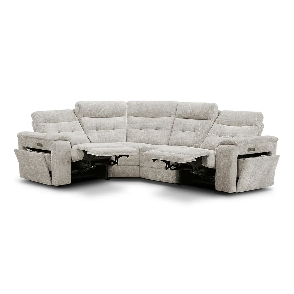 Juno Right Hand Corner Electric Recliner Sofa With Power Headrests in Koto Turtle Dove Fabric 8