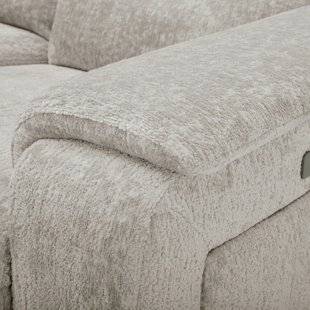 Juno Right Hand Corner Electric Recliner Sofa With Power Headrests in Koto Turtle Dove Fabric 15