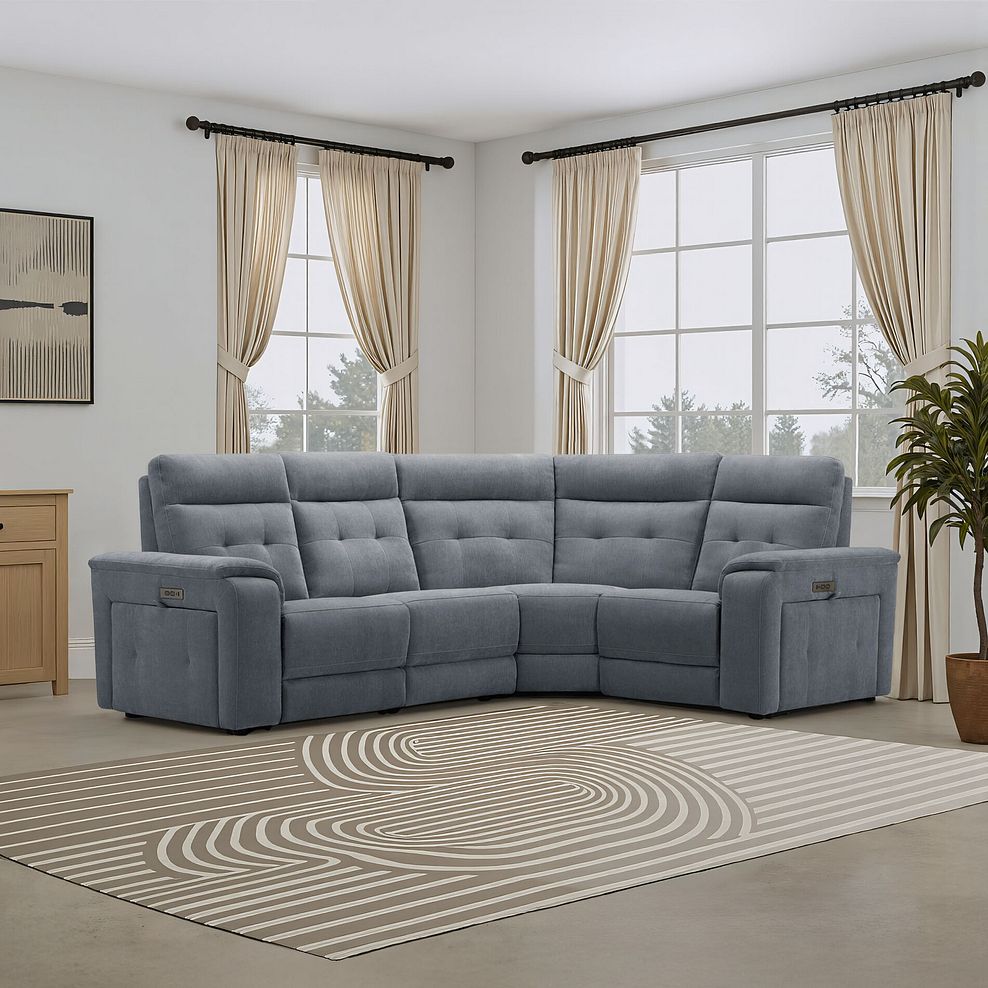 Juno Right Hand Corner Electric Recliner Sofa With Power Headrests in Amigo Coal Fabric 1