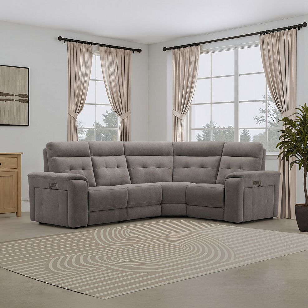 Juno Right Hand Corner Electric Recliner Sofa With Power Headrests in Amigo Cocoa Fabric 1