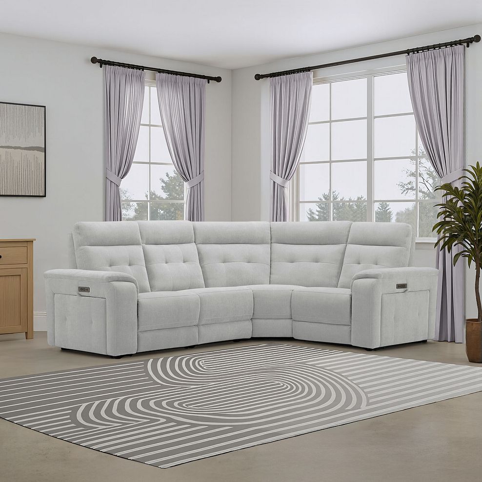 Juno Right Hand Corner Electric Recliner Sofa With Power Headrests in Amigo Dove Fabric 1