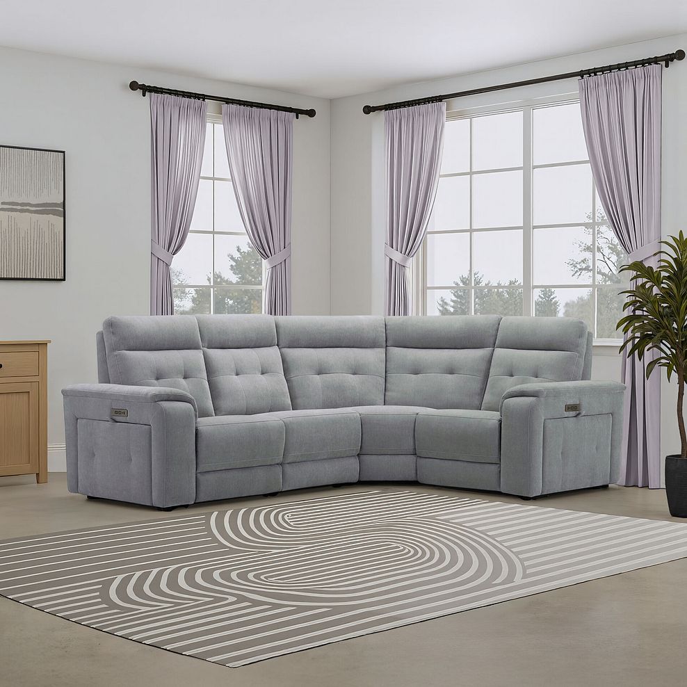 Juno Right Hand Corner Electric Recliner Sofa With Power Headrests in Amigo Granite Fabric 1