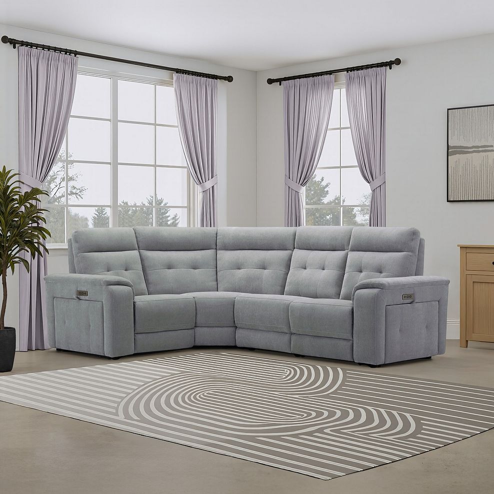Juno Right Hand Corner Electric Recliner Sofa With Power Headrests in Amigo Granite Fabric 1