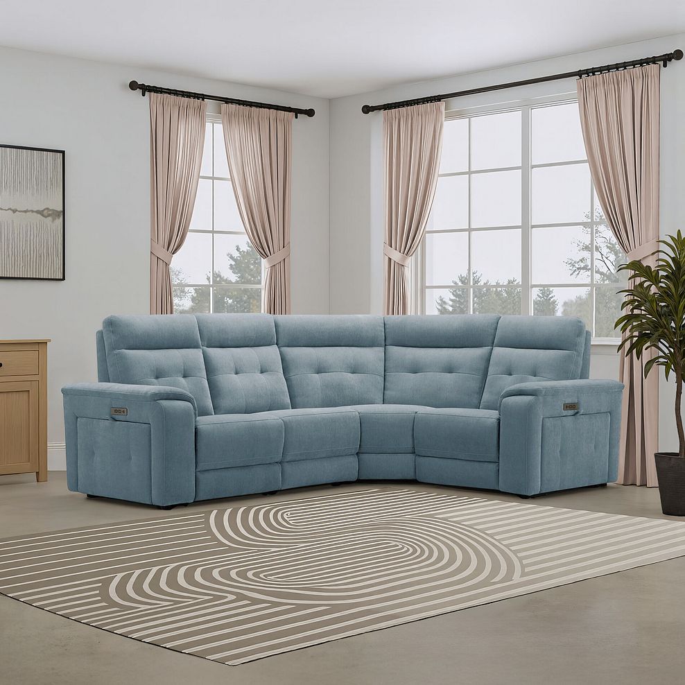 Juno Right Hand Corner Electric Recliner Sofa With Power Headrests in Amigo Mineral Fabric 1