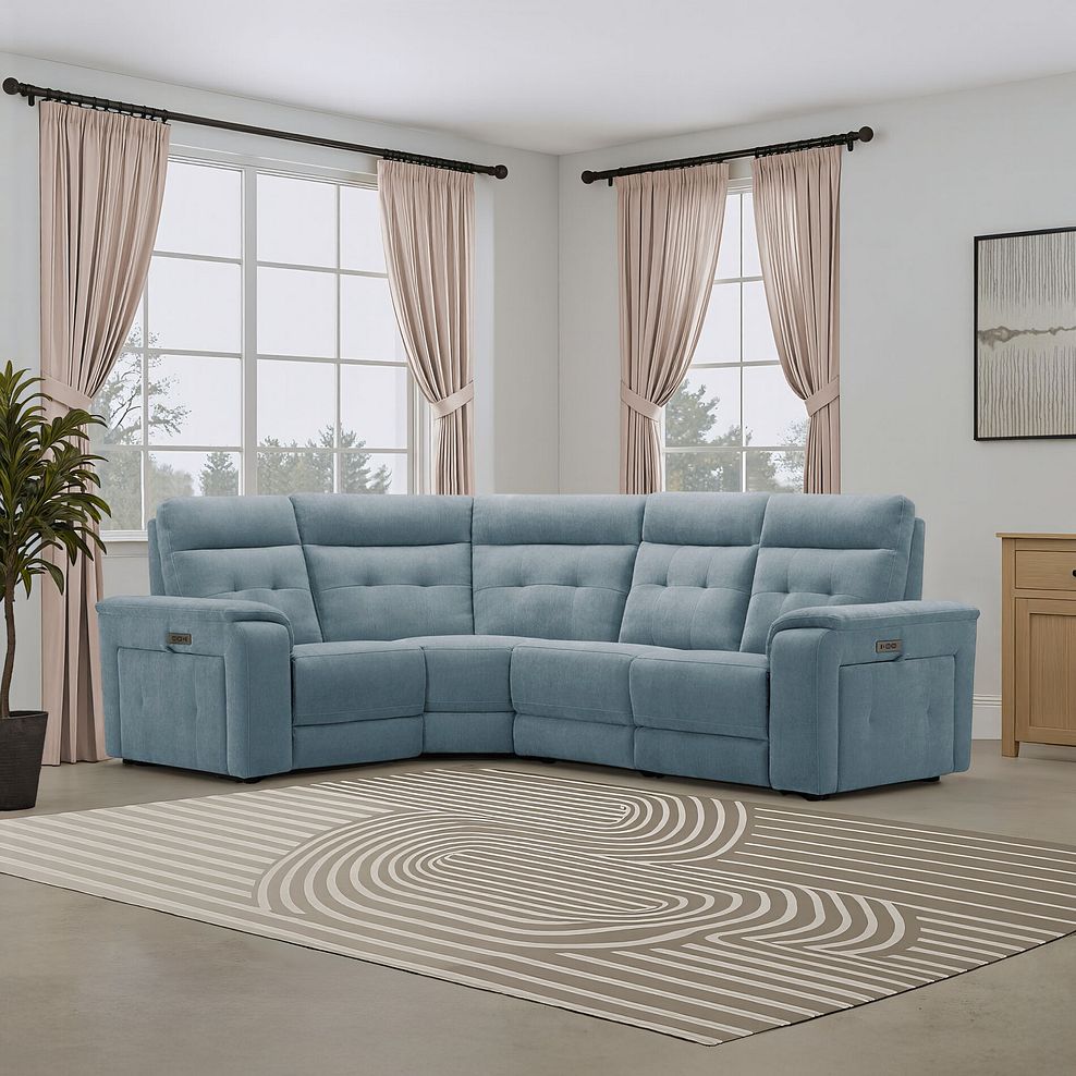 Juno Right Hand Corner Electric Recliner Sofa With Power Headrests in Amigo Mineral Fabric 1