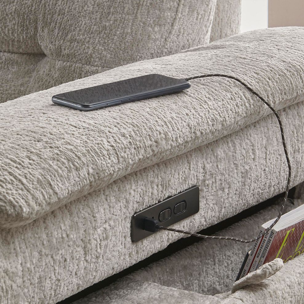 Juno Right Hand Corner Electric Recliner Sofa With Power Headrests in Koto Turtle Dove Fabric 7