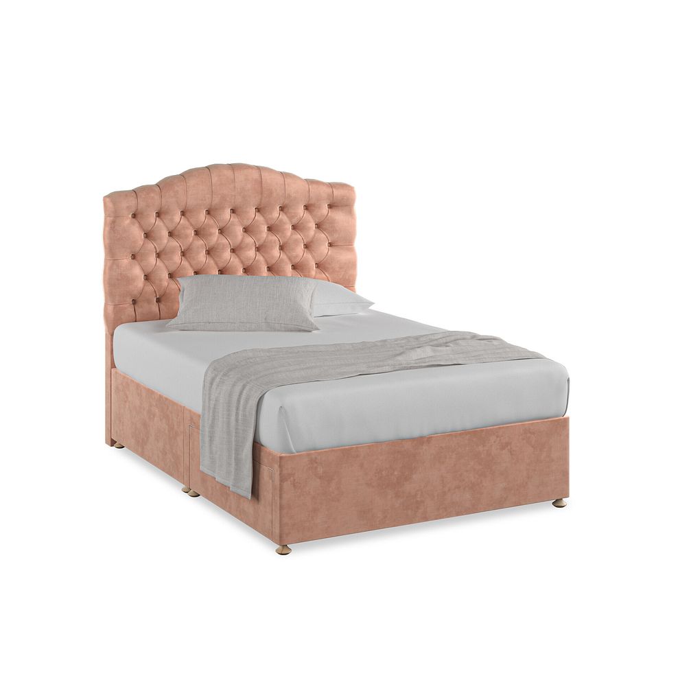 Kendal Double 2 Drawer Divan Bed in Heritage Velvet - Powder Pink 1