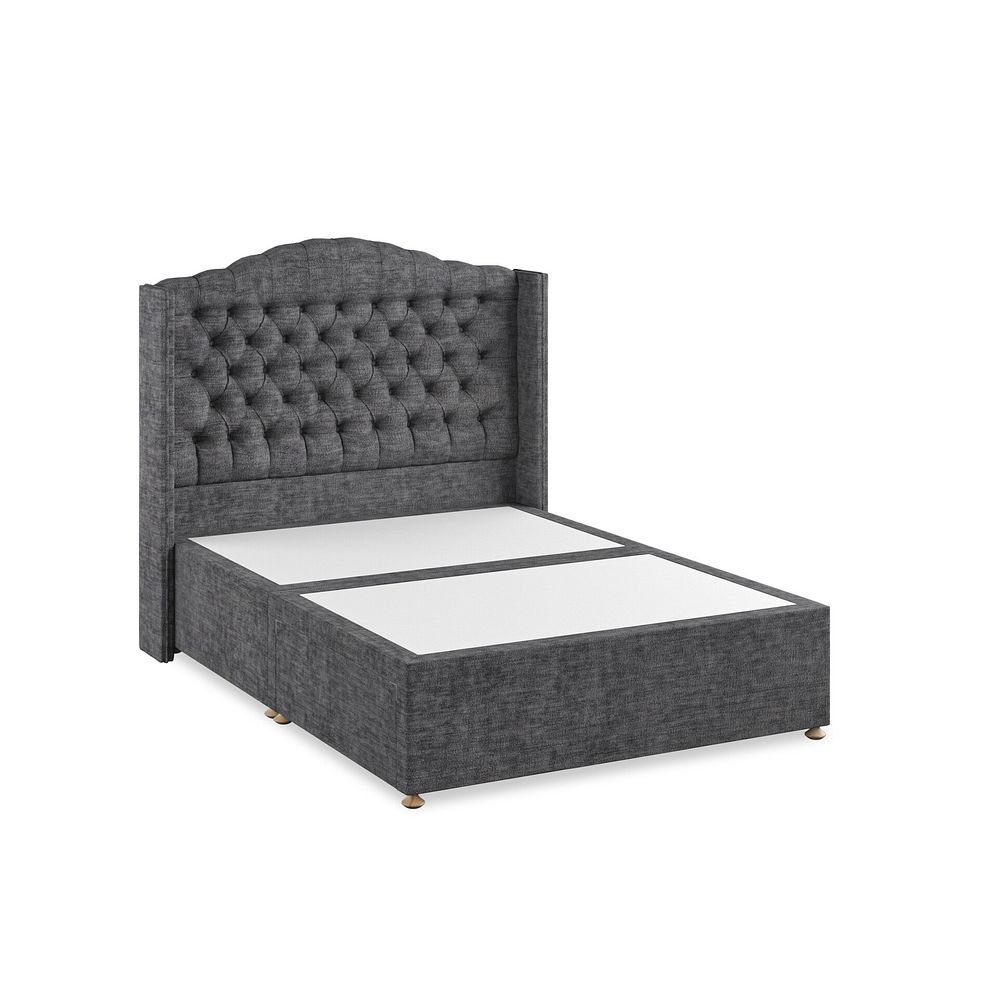 Kendal Double 2 Drawer Divan Bed with Winged Headboard in Brooklyn Fabric - Asteroid Grey 2