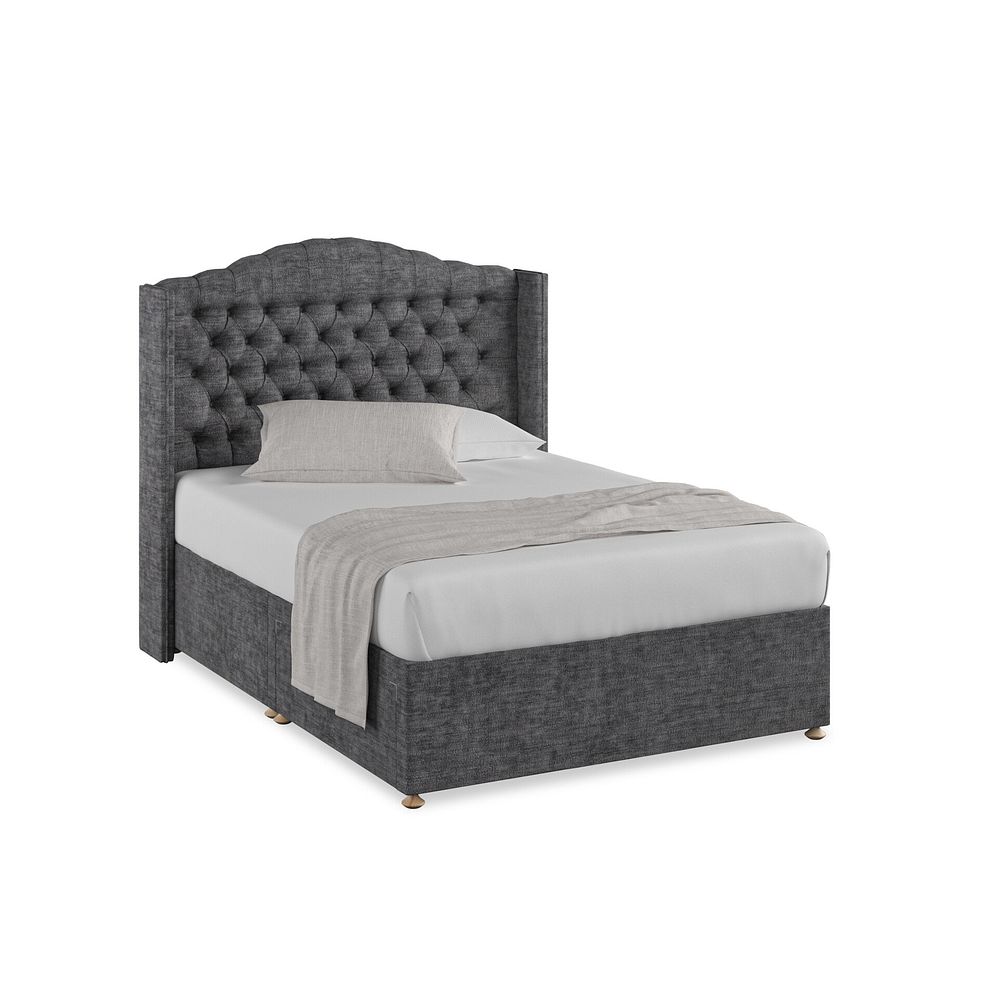 Kendal Double 2 Drawer Divan Bed with Winged Headboard in Brooklyn Fabric - Asteroid Grey 1