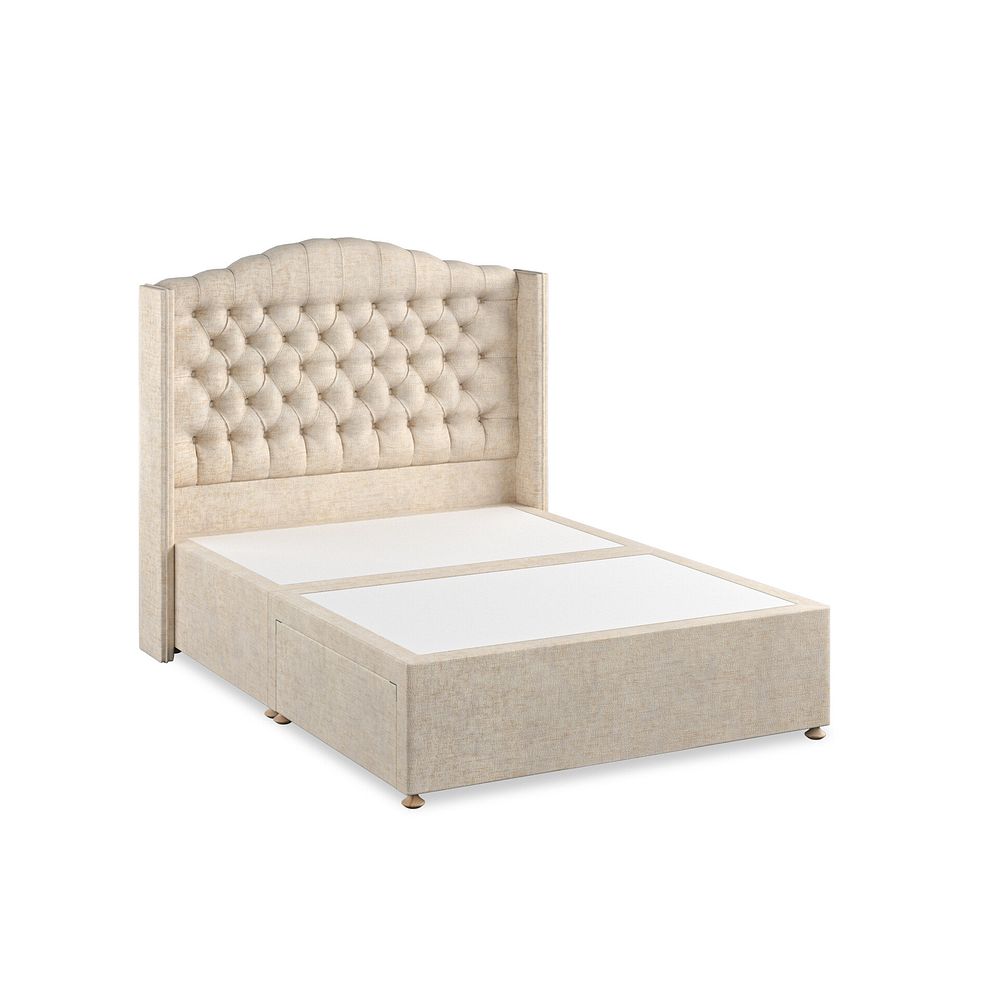 Kendal Double 2 Drawer Divan Bed with Winged Headboard in Brooklyn Fabric - Eggshell 2