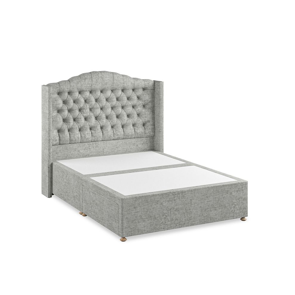 Kendal Double 2 Drawer Divan Bed with Winged Headboard in Brooklyn Fabric - Fallow Grey 2
