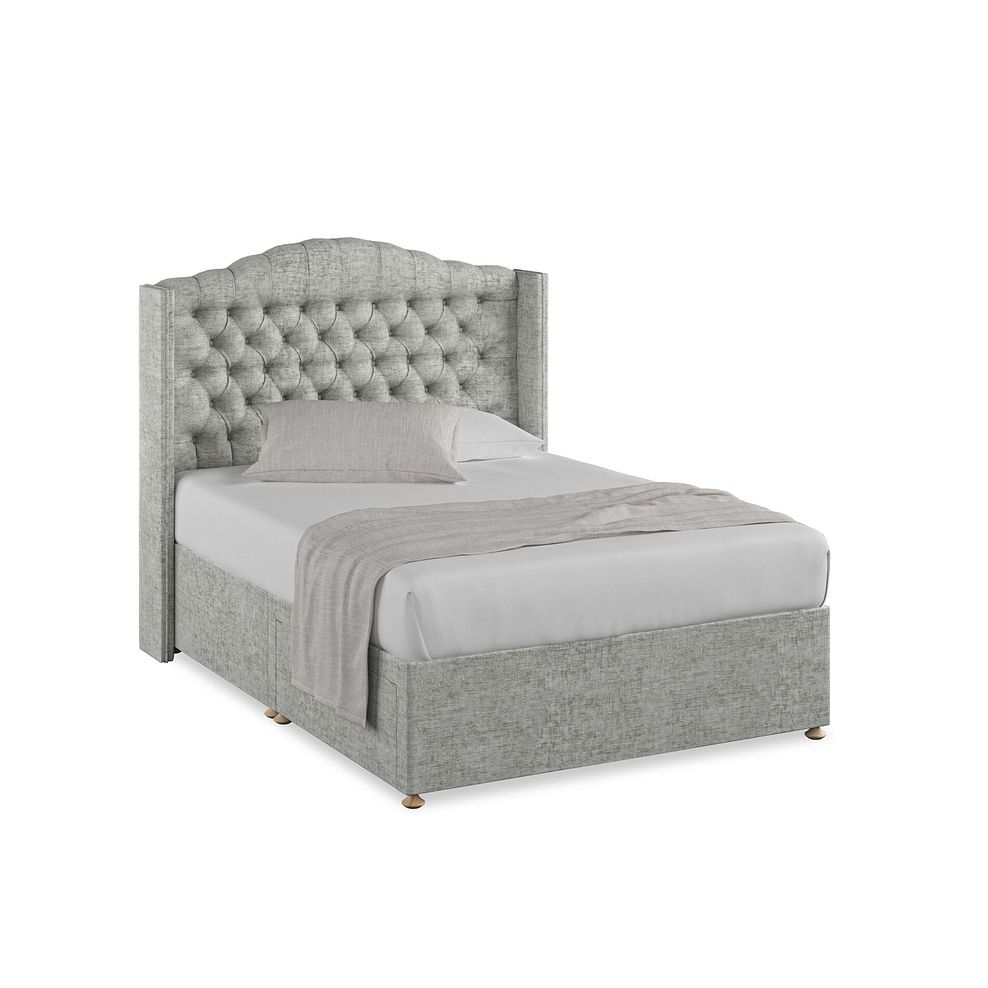 Kendal Double 2 Drawer Divan Bed with Winged Headboard in Brooklyn Fabric - Fallow Grey 1
