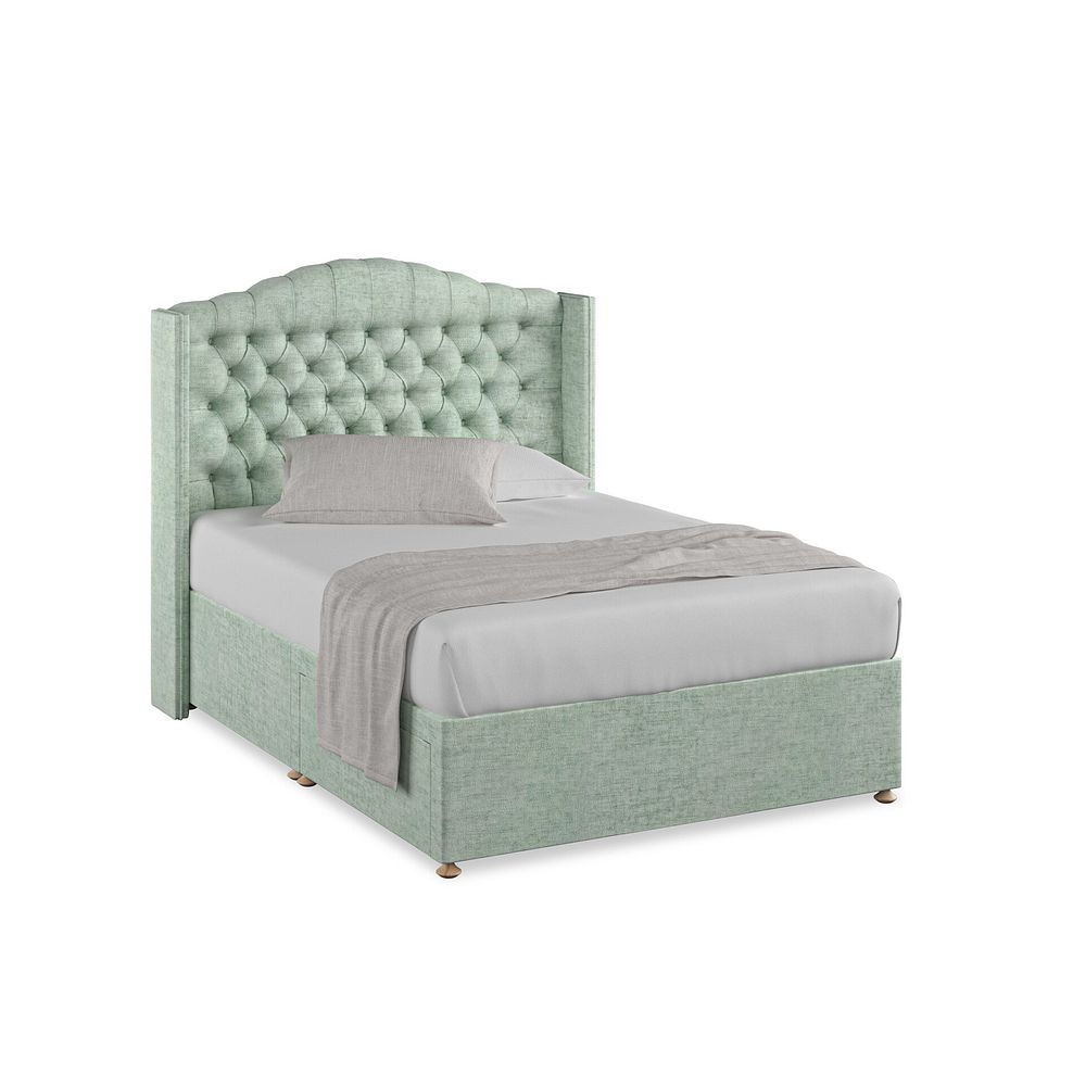 Kendal Double 2 Drawer Divan Bed with Winged Headboard in Brooklyn Fabric - Glacier 1