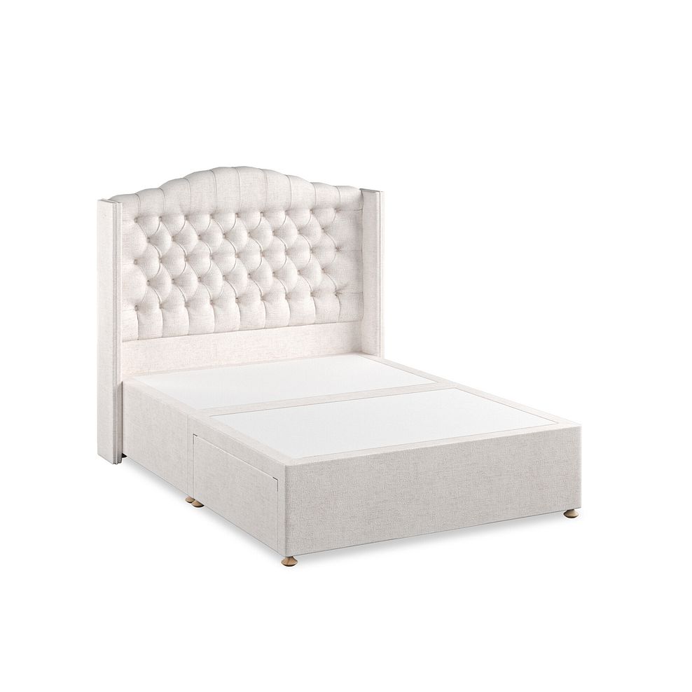 Kendal Double 2 Drawer Divan Bed with Winged Headboard in Brooklyn Fabric - Lace White 2