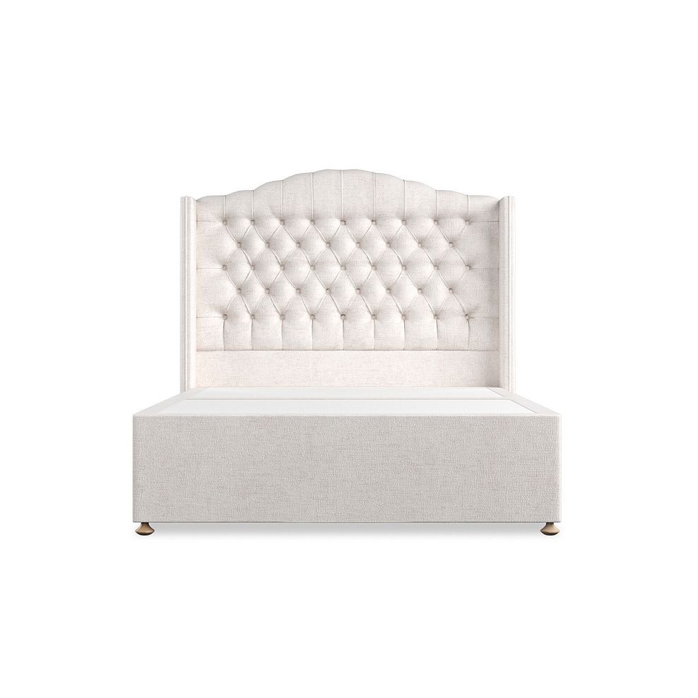 Kendal Double 2 Drawer Divan Bed with Winged Headboard in Brooklyn Fabric - Lace White 3