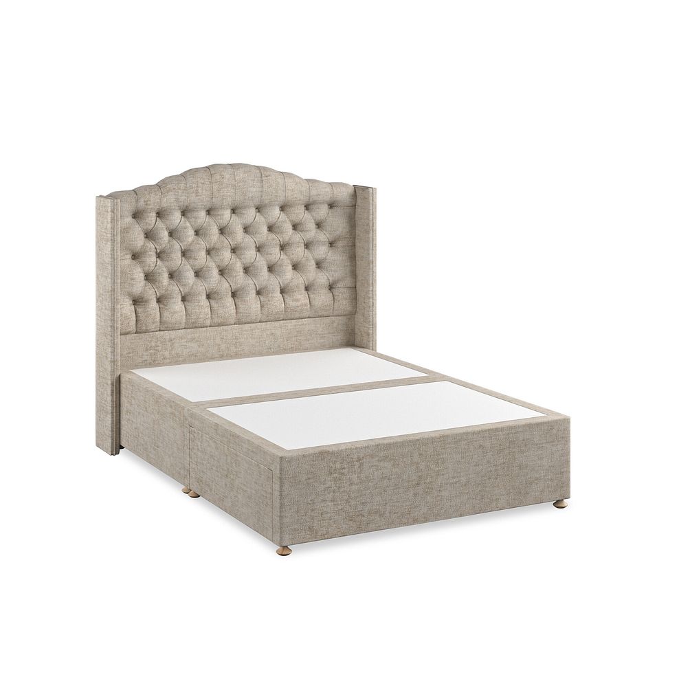 Kendal Double 2 Drawer Divan Bed with Winged Headboard in Brooklyn Fabric - Quill Grey 2