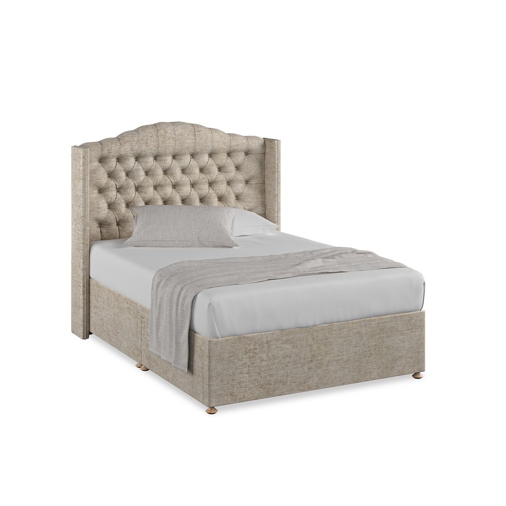 Kendal Double 2 Drawer Divan Bed with Winged Headboard in Brooklyn Fabric - Quill Grey 1