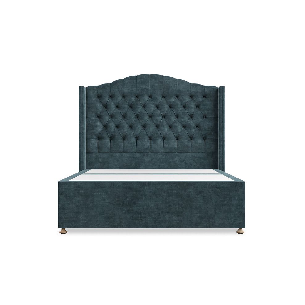 Kendal Double 2 Drawer Divan Bed with Winged Headboard in Heritage Velvet - Airforce 3
