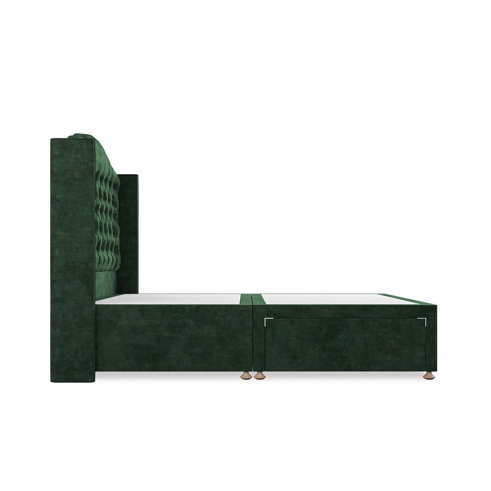 Kendal Double 2 Drawer Divan Bed with Winged Headboard in Heritage Velvet - Bottle Green 4