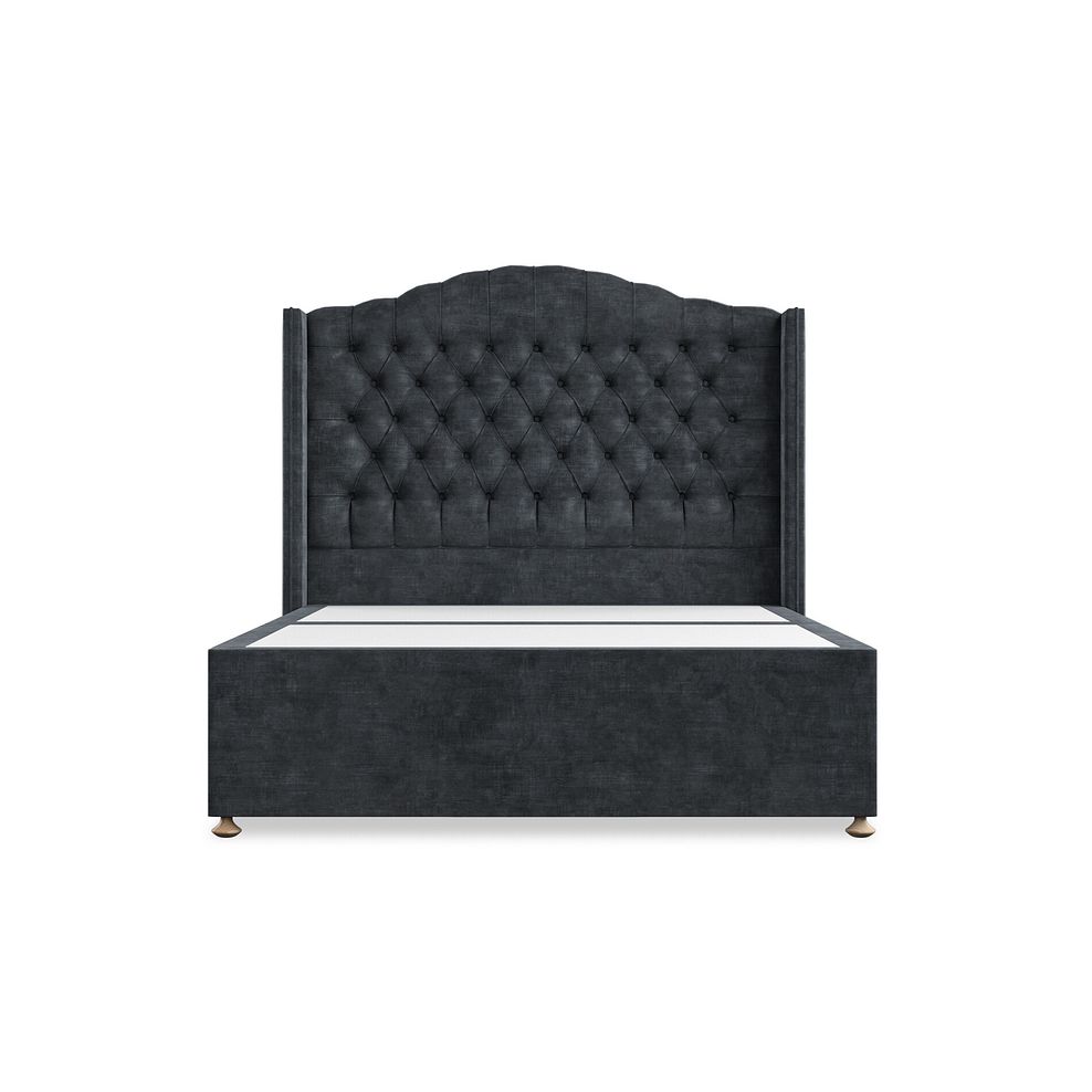 Kendal Double 2 Drawer Divan Bed with Winged Headboard in Heritage Velvet - Charcoal 3