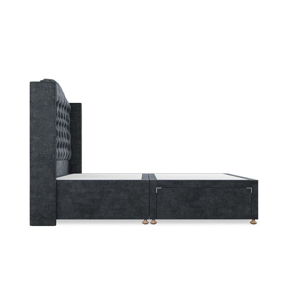 Kendal Double 2 Drawer Divan Bed with Winged Headboard in Heritage Velvet - Charcoal 4