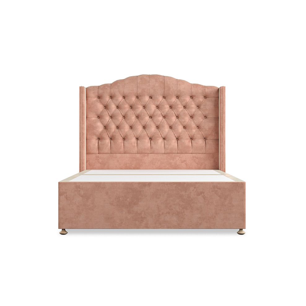 Kendal Double 2 Drawer Divan Bed with Winged Headboard in Heritage Velvet - Powder Pink 3
