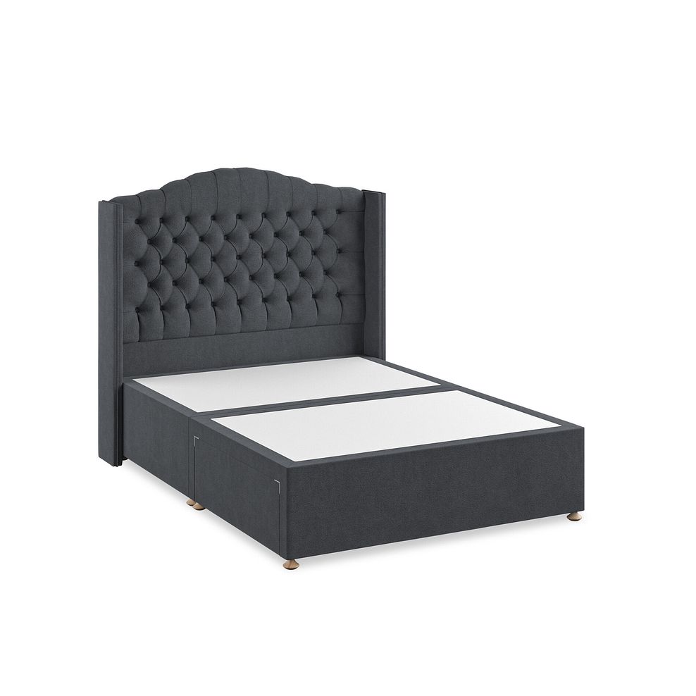 Kendal Double 2 Drawer Divan Bed with Winged Headboard in Venice Fabric - Anthracite 2