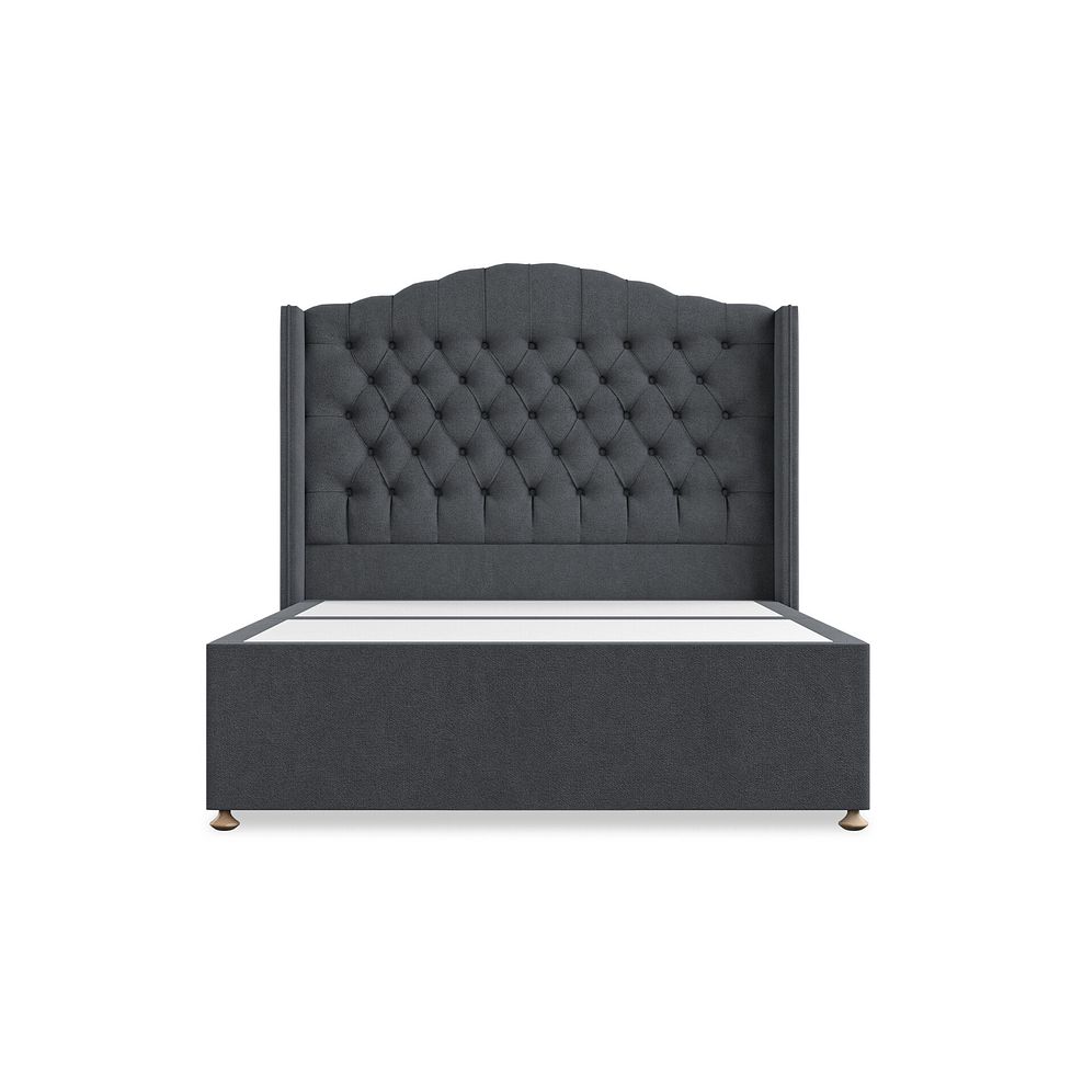 Kendal Double 2 Drawer Divan Bed with Winged Headboard in Venice Fabric - Anthracite 3