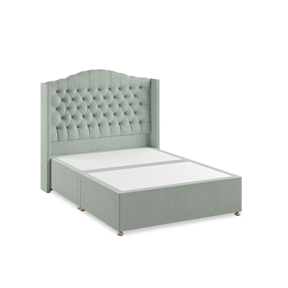 Kendal Double 2 Drawer Divan Bed with Winged Headboard in Venice Fabric - Duck Egg 2
