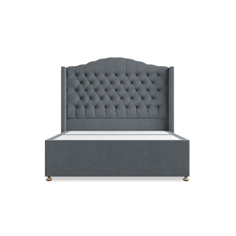 Kendal Double 2 Drawer Divan Bed with Winged Headboard in Venice Fabric - Graphite 3
