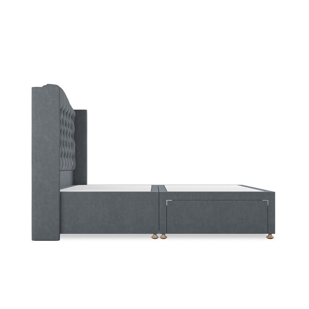 Kendal Double 2 Drawer Divan Bed with Winged Headboard in Venice Fabric - Graphite 4