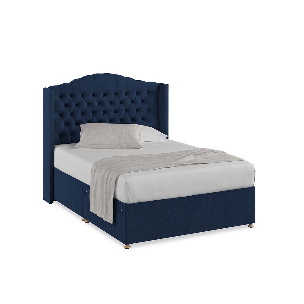 Kendal Double 2 Drawer Divan Bed with Winged Headboard in Venice Fabric - Marine 1