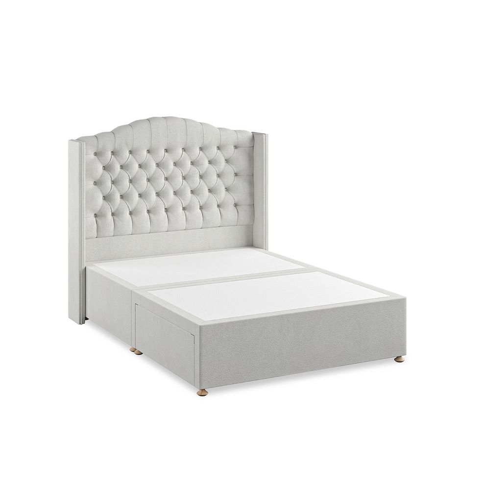 Kendal Double 2 Drawer Divan Bed with Winged Headboard in Venice Fabric - Silver 2