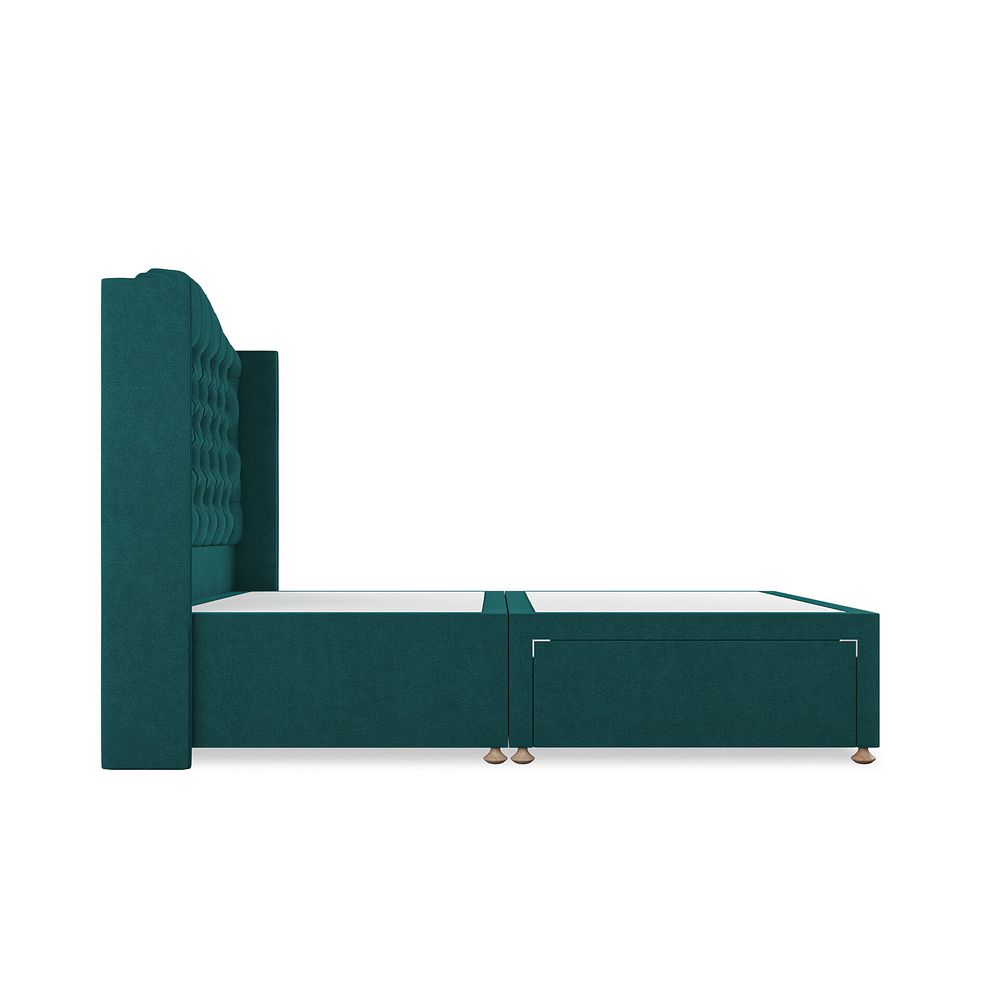 Kendal Double 2 Drawer Divan Bed with Winged Headboard in Venice Fabric - Teal 4
