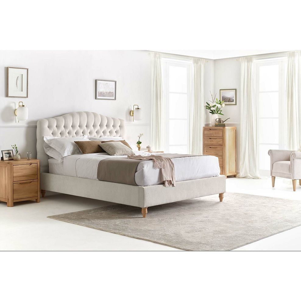 Kendal Double Bed in Brooklyn Fabric - Lace White Thumbnail 1