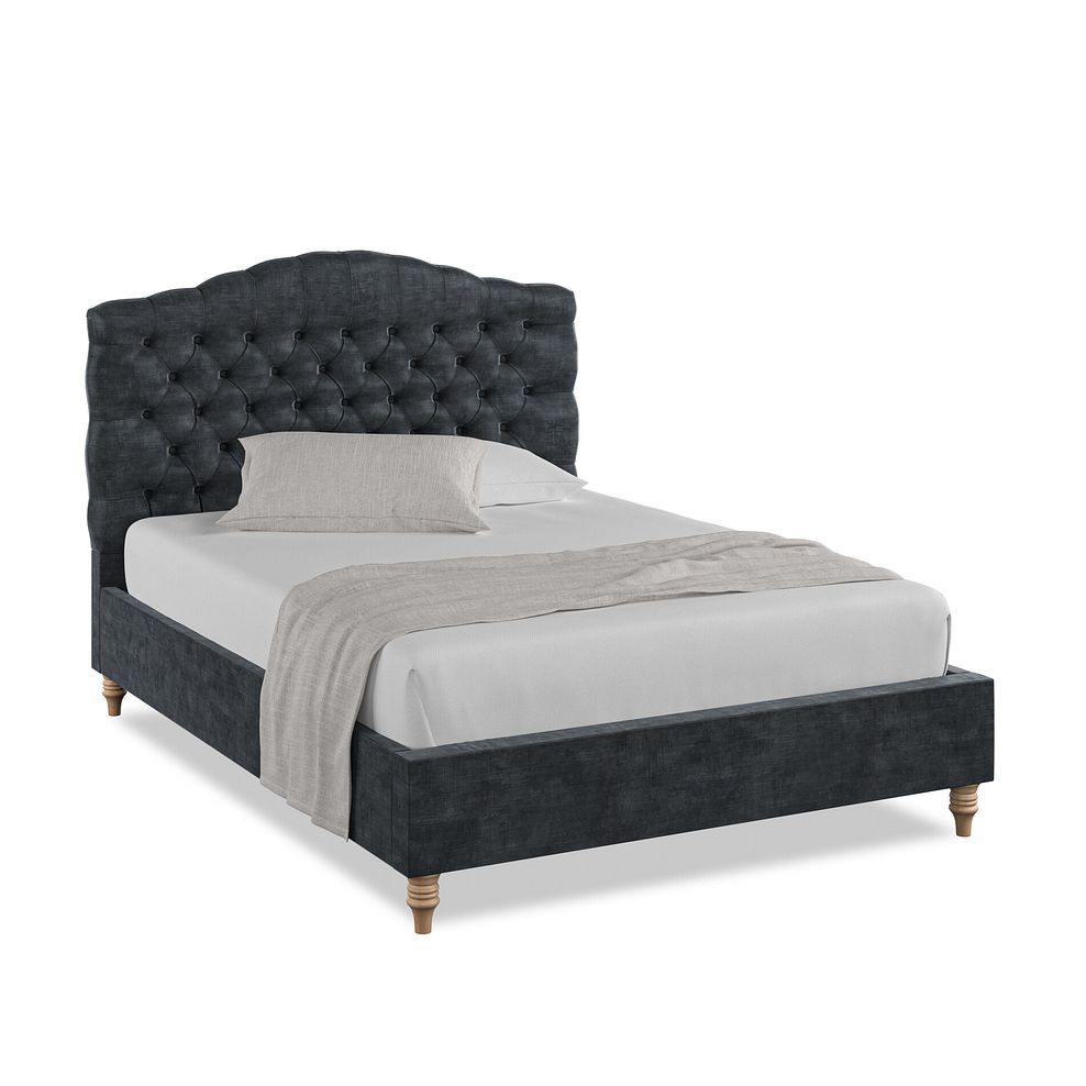 Kendal Double Bed in Heritage Velvet - Charcoal 1