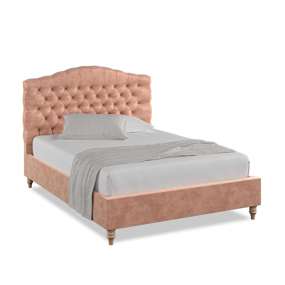 Kendal Double Bed in Heritage Velvet - Powder Pink 1