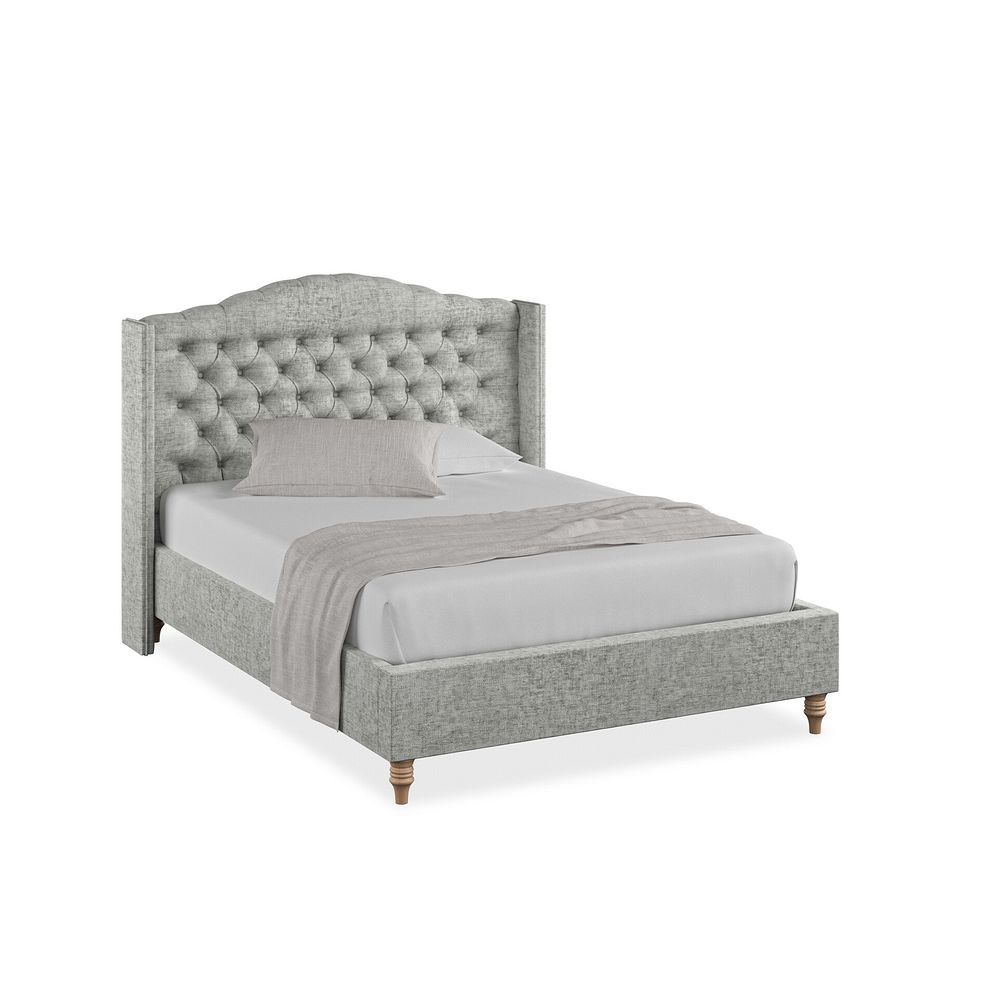 Kendal Double Bed with Winged Headboard in Brooklyn Fabric - Fallow Grey 1